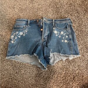 Hollister Blue Jean Shorts with Floral Embroidery